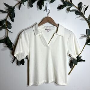 NWOT Cream Collared Tee